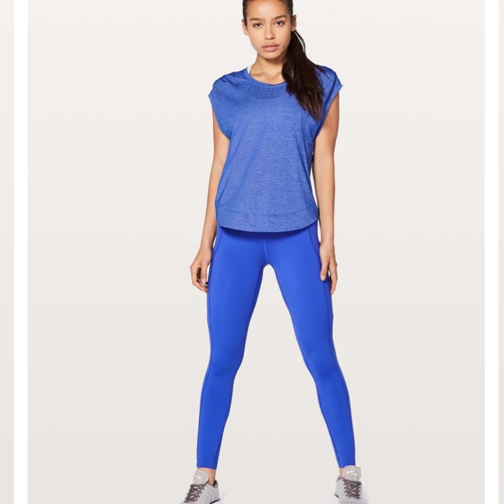 LULULEMON Women's Gait Keeper Short Sleeve Heathered Jet Stream Blue Size 6